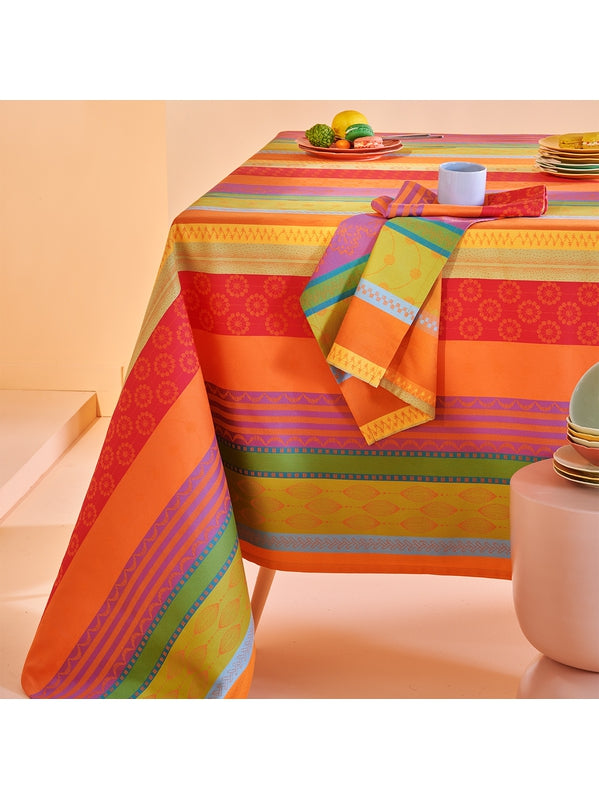 Chemin de table brodé Samba multicolore 155x55 cm en coton