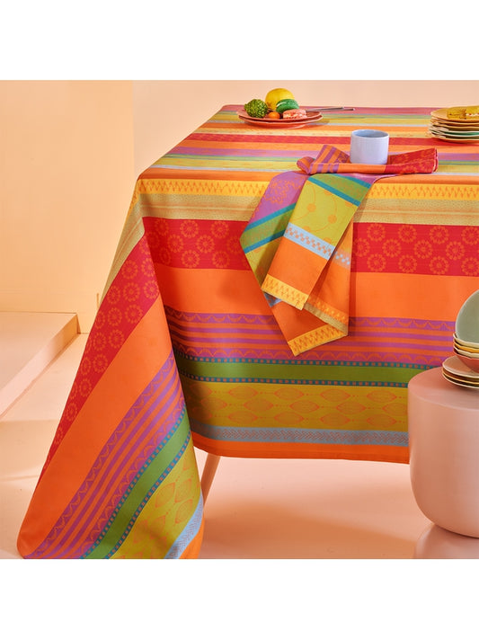 Chemin de table brodé Samba multicolore 155x55 cm en coton