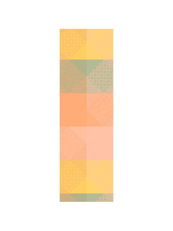 Chemin de table rose pastel 48x150 cm en coton motif mille empreintes