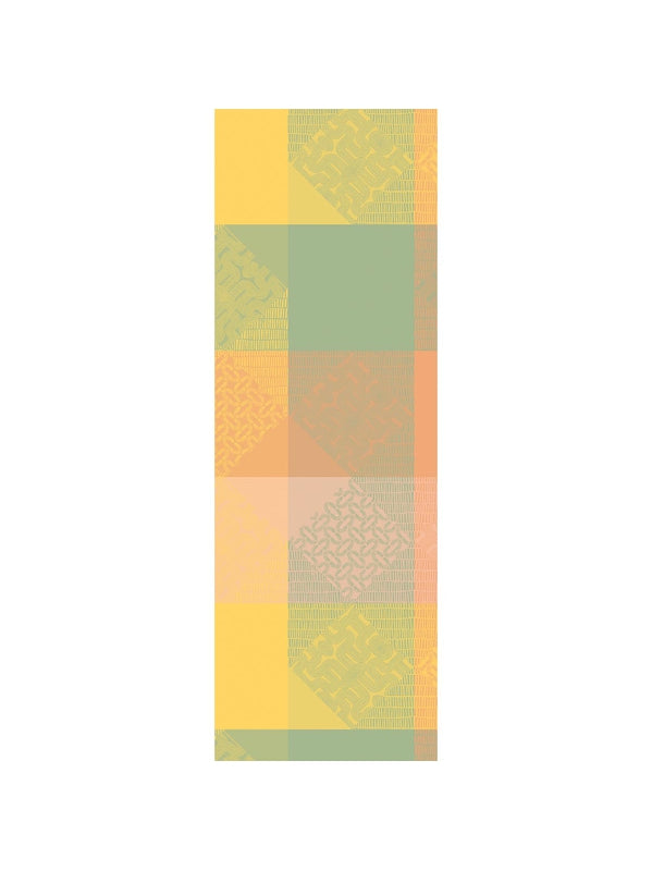Chemin de table rose pastel 48x150 cm en coton motif mille empreintes
