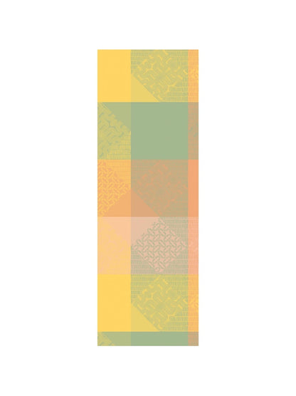 Chemin de table rose pastel 48x150 cm en coton motif mille empreintes