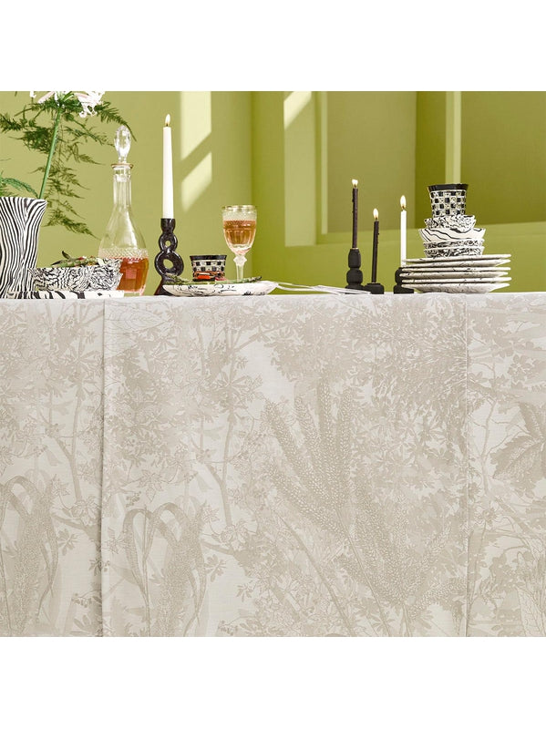 Chemin de table beige esprit jardins chanvre 50x180 en coton avec ourlets soignes