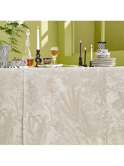 Chemin de table beige esprit jardins chanvre 50x180 en coton avec ourlets soignes