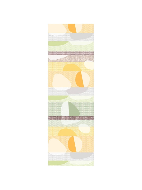 Chemin de table Mille Galets terre cuite en coton 48x150 cm, finition ourlets 15 mm