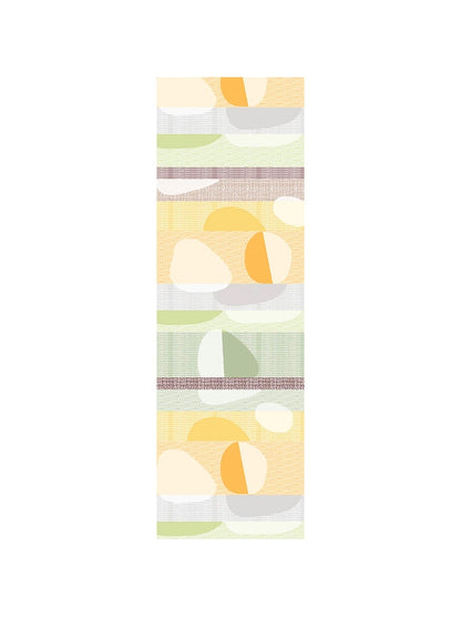Chemin de table Mille Galets terre cuite en coton 48x150 cm, finition ourlets 15 mm
