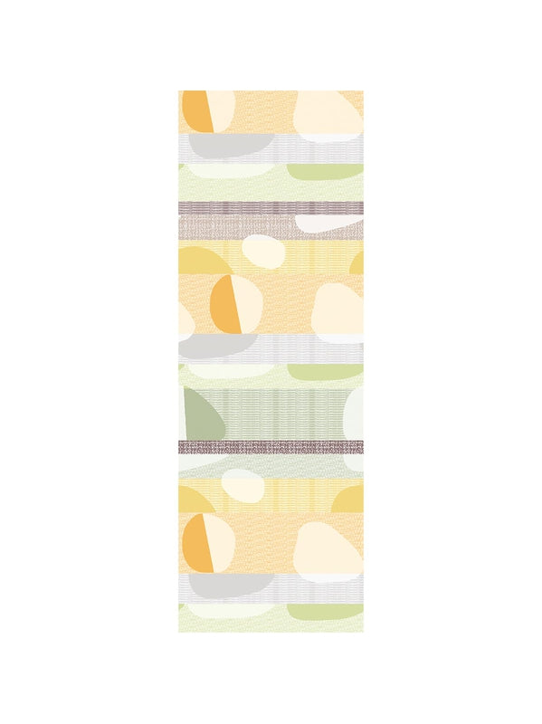 Chemin de table Mille Galets terre cuite en coton 48x150 cm, finition ourlets 15 mm