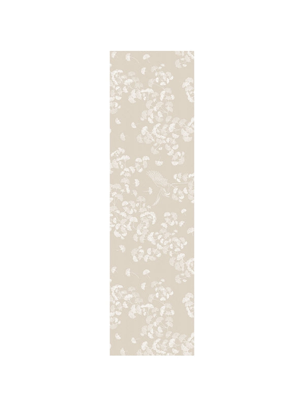 Chemin de table motif ginkgo naturel beige 50x180 cm en coton