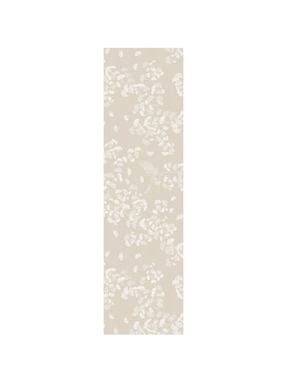 Chemin de table motif ginkgo naturel beige 50x180 cm en coton