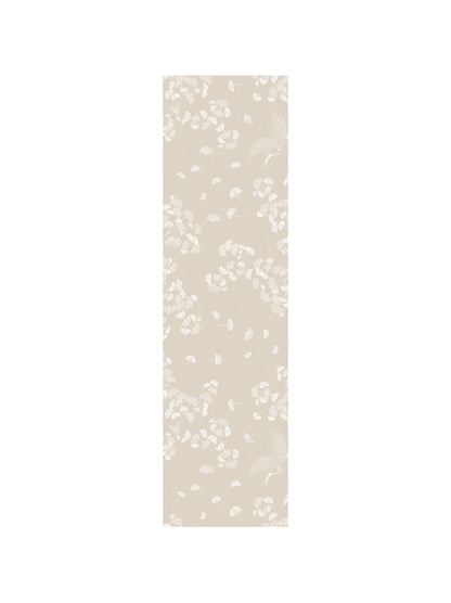 Chemin de table motif ginkgo naturel beige 50x180 cm en coton