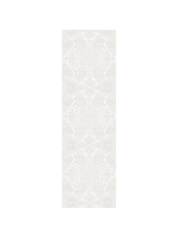 Chemin de table Mille Isaphire blanc 50x180 en coton avec finition ourlets soignes