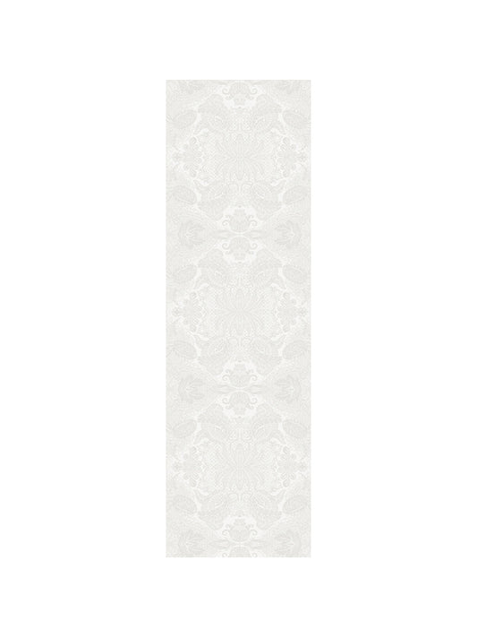 Chemin de table Mille Isaphire blanc 50x180 en coton avec finition ourlets soignes
