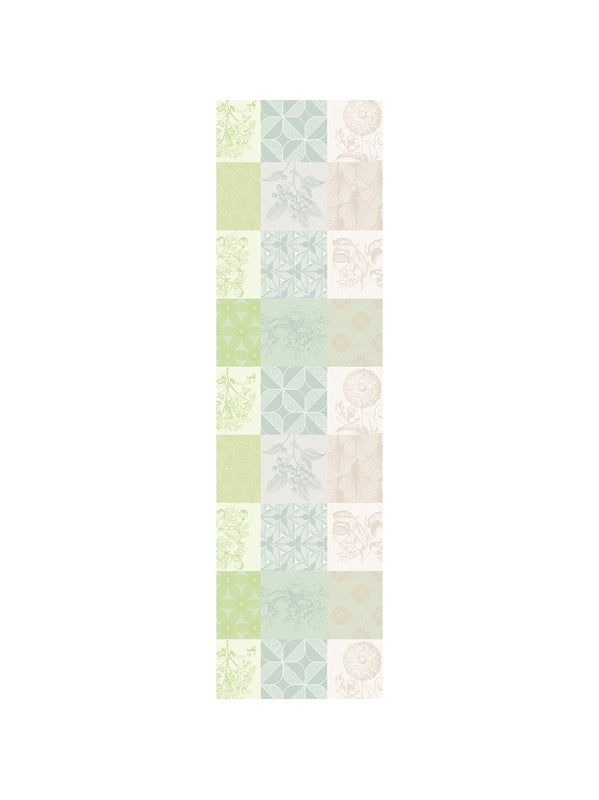 Chemin de table Mille Parfums Verde vert 50x180 cm en 100% coton