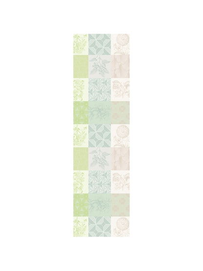 Chemin de table Mille Parfums Verde vert 50x180 cm en 100% coton