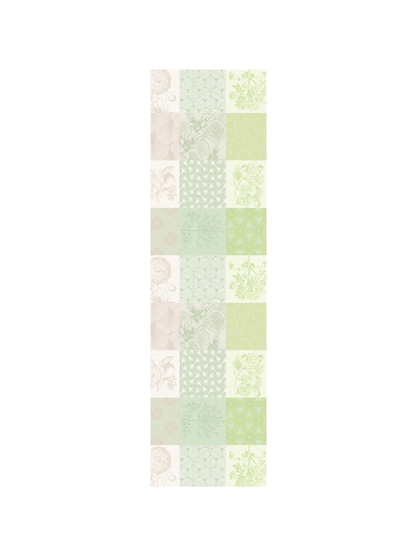Chemin de table Mille Parfums Verde vert 50x180 cm en 100% coton