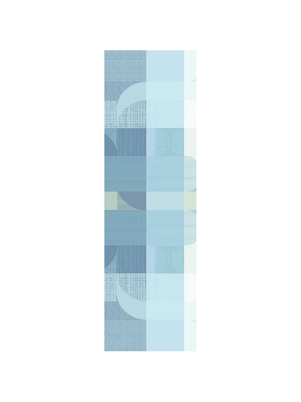 Chemin de table mille textures bleu en coton 55x180 avec ourlets soignes