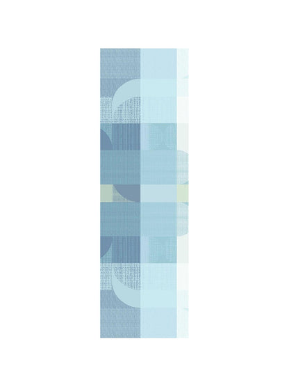 Chemin de table mille textures bleu en coton 55x180 avec ourlets soignes