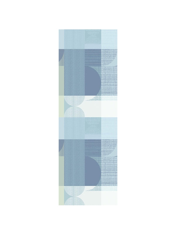 Chemin de table mille textures bleu en coton 55x180 avec ourlets soignes