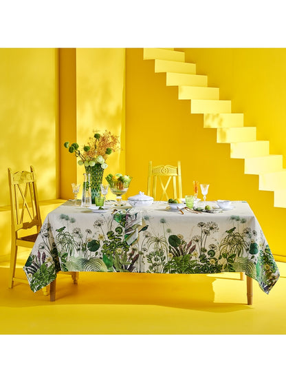 Chemin de table Nénuphars Parchemin 50x150 en coton lin motif floral multicolore