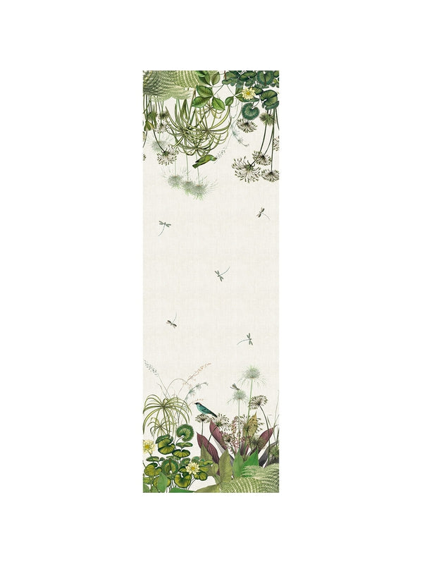 Chemin de table Nénuphars Parchemin 50x150 en coton lin motif floral multicolore