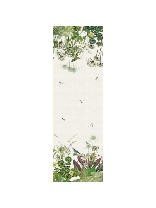 Chemin de table Nénuphars Parchemin 50x150 en coton lin motif floral multicolore