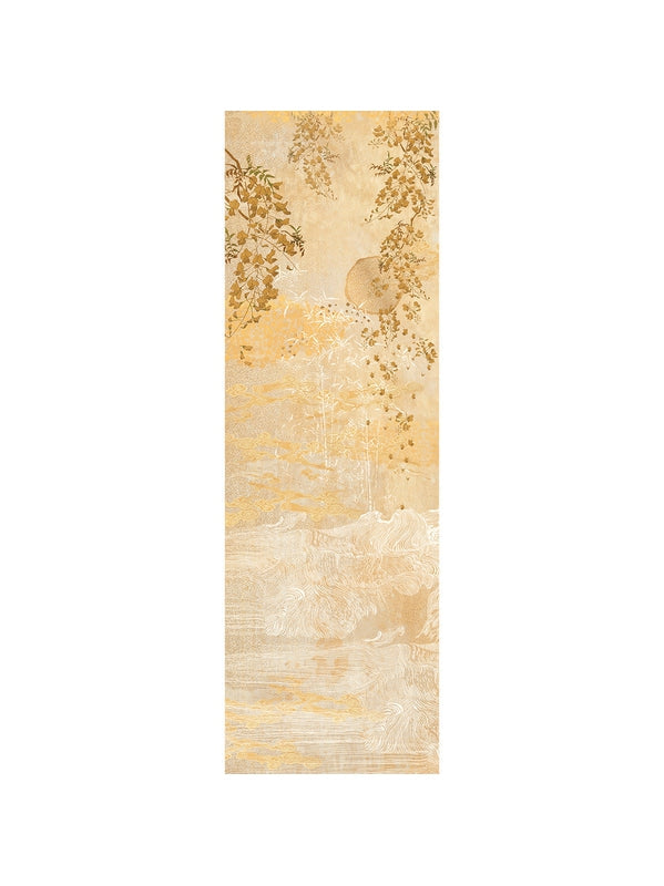 Chemin de table Soleil d'Or doré 50x150 cm en coton et lin, coloris jaune