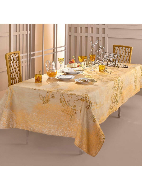 Chemin de table Soleil d'Or doré 50x150 cm en coton et lin, coloris jaune