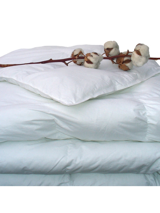 Couette hiver chaude blanche 200x200 en percale de coton, finition double piquage