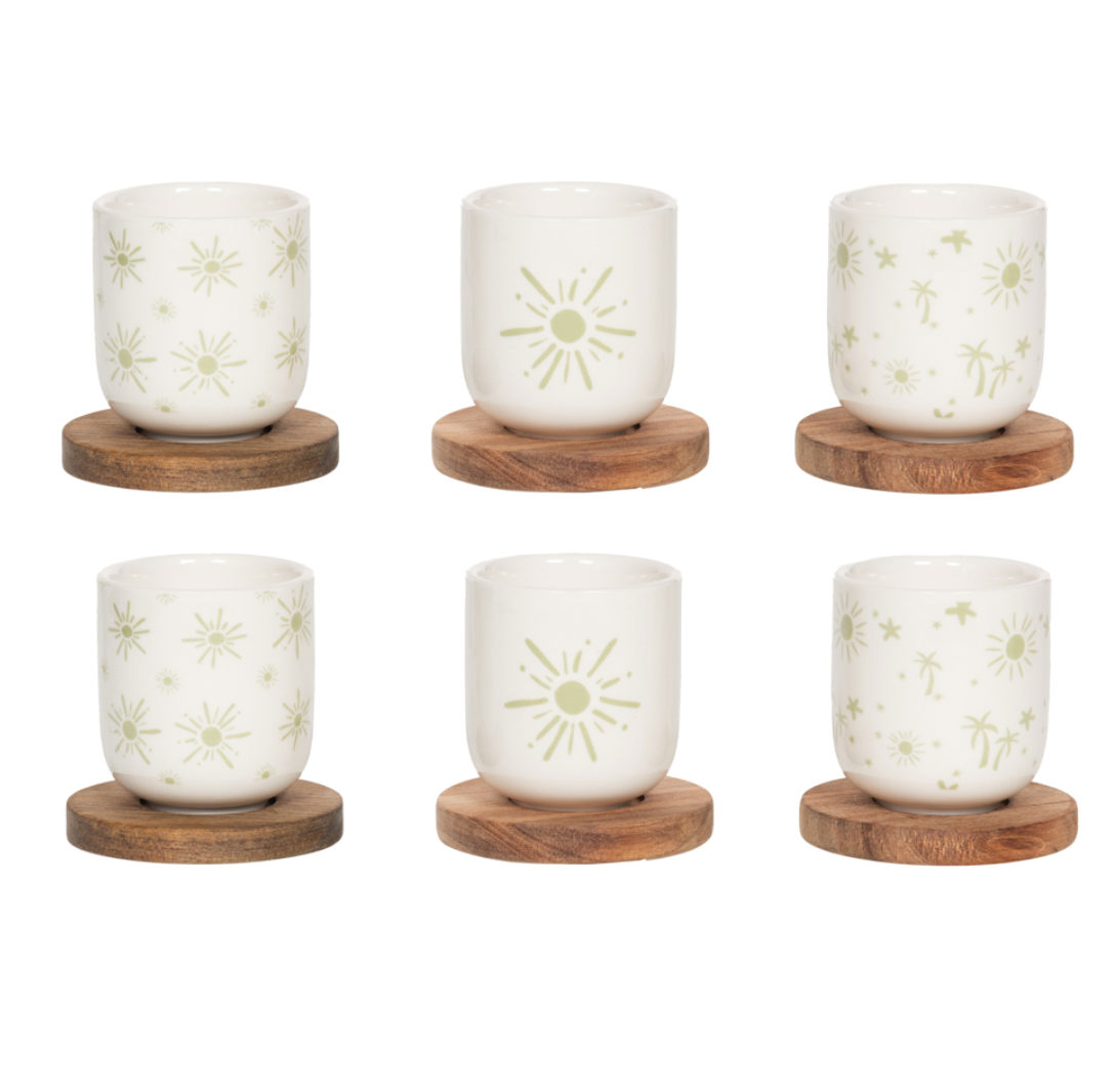Coffret de 6 tasses et sous-tasses vert Tamara 10 cl - Table Passion