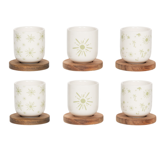 Coffret de 6 tasses et sous-tasses vert Tamara 10 cl - Table Passion
