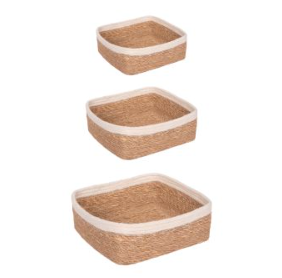 Set de 3 paniers carrés Liserai blanc