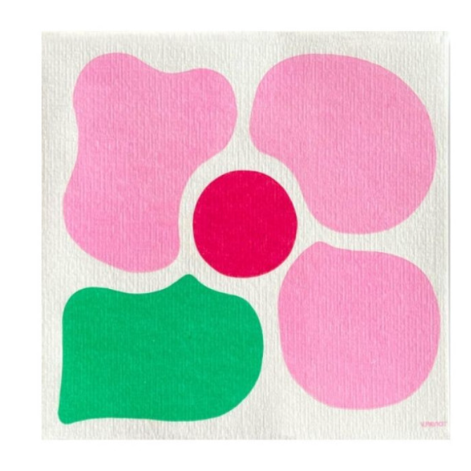 Serviette en papier intissé 25x25cm Fleur pop rose - Françoise Paviot