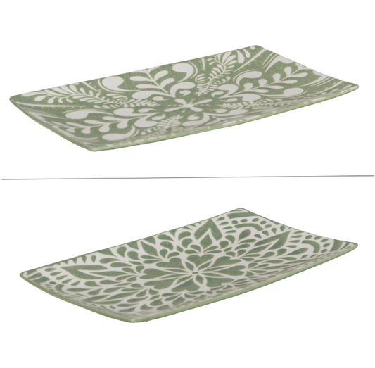 Plat rectangle vert Safi 29x16 cm - Table Passion