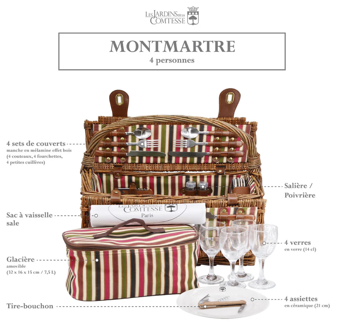 Panier Pique-nique Montmartre 4 pers. - Les jardins de la comtesse