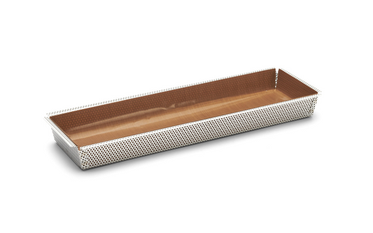 Moule à tarte rectangle en inox perforé avec fond amovible - De Buyer