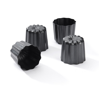 Lot de 4 moules à cannelés Ø 5.5 cm De Buyer - Acier revêtu, antiadhésif sans PTFE ni PFAS