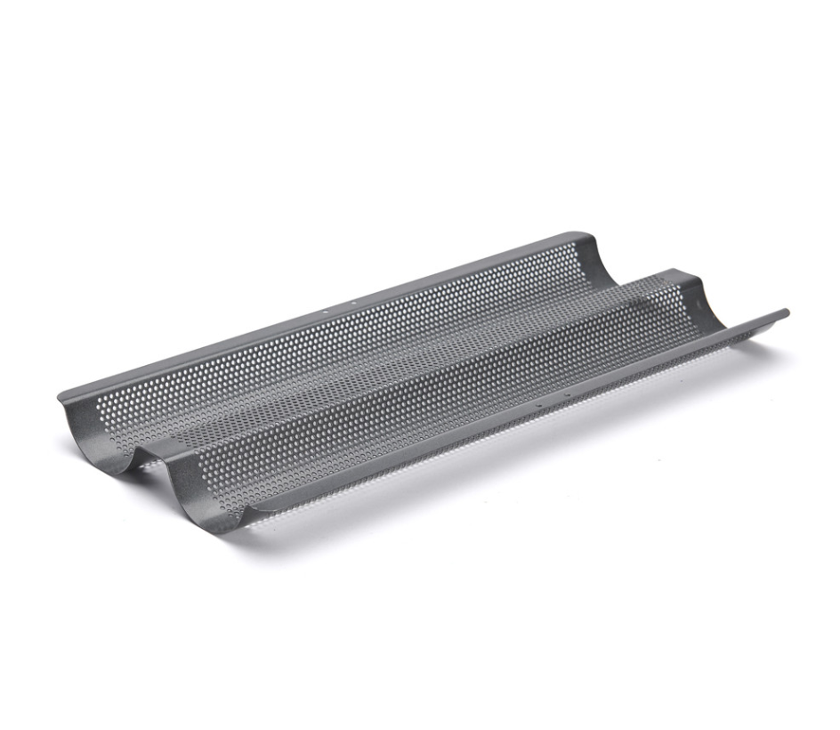 Plaque perforée 2 baguettes acier antiadhésif 37x16,2cm - De Buyer