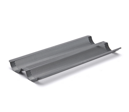 Plaque perforée 2 baguettes acier antiadhésif 37x16,2cm - De Buyer