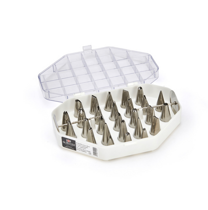 Coffret 26 douilles inox fines spéciales décor + adaptateur De Buyer - 26 douilles inox fines, spéciales décor