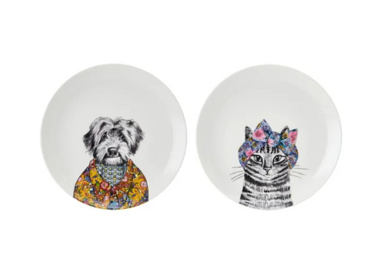 Set de 2 assiettes chien chat mikasa