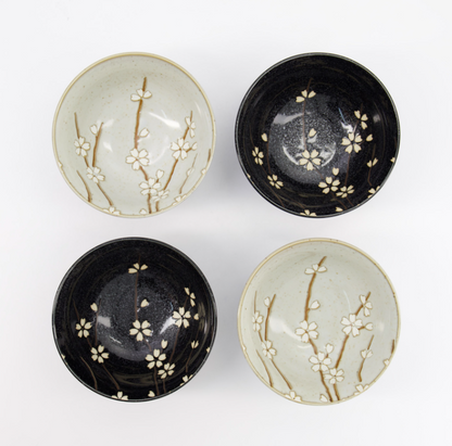 Coffret de 4 bols Sakura noir et gris - Tokyo Design Studio