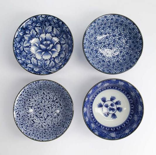 Coffret de 4 bols bleu et blanc - Tokyo Design Studio