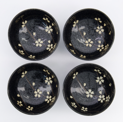 Coffret de 4 bols Sakura noir - Tokyo Design Studio