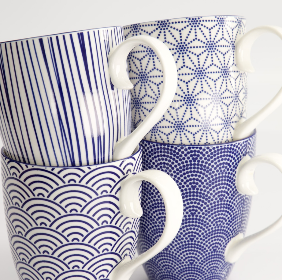 Coffret de 4 mugs Nippon Blue 340 ml – Tokyo Design Studio