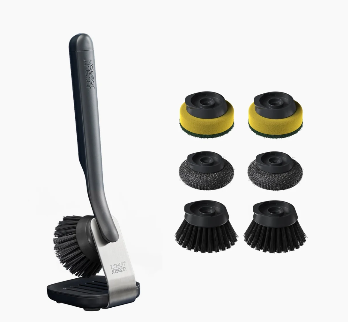 Brosse à Vaisselle avec Support Inox et 6 Têtes de Rechange SinkTech - Joseph Joseph