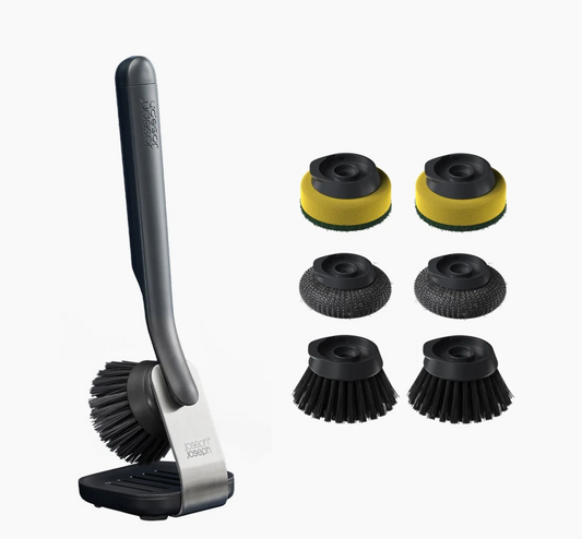 Brosse à Vaisselle avec Support Inox et 6 Têtes de Rechange SinkTech - Joseph Joseph