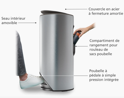 Poubelle 30L Inox Arc™ Easy-Push - Joseph Joseph