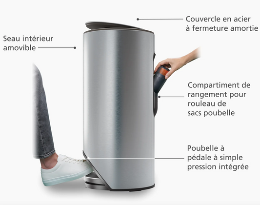 Poubelle 30L Inox Arc™ Easy-Push - Joseph Joseph
