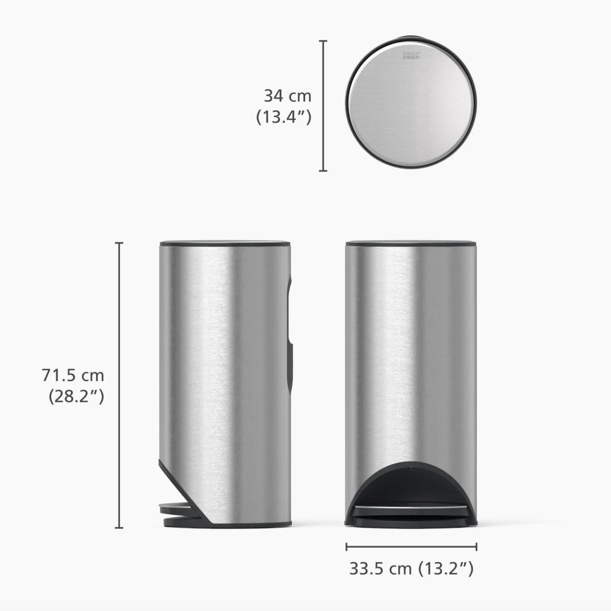 Poubelle 30L Inox Arc™ Easy-Push - Joseph Joseph