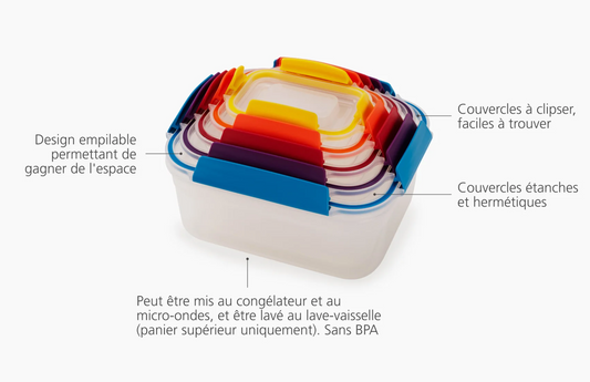 Lot de 5 Boîtes de Conservation Compactes Plastique Multicolore Nest™ - Joseph Joseph