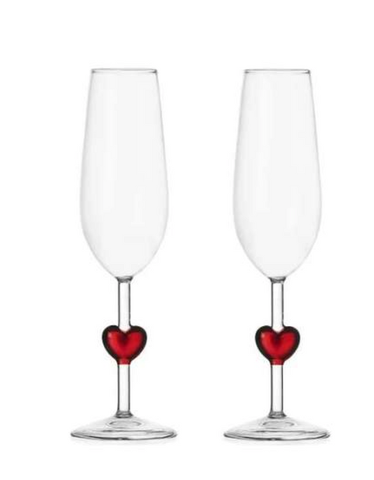 2 verres CUORE coeur rouge - Ichendorf